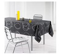 Générique Nappe Bully Anthracite Argent Métallisé 2m40 x 1m50 Anti Tache et Infroissable