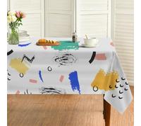 Générique Nappe Carrée Blanc 130x130 cm, Résumé Style Graffiti Pop Art,Nappe Anti Tache Impermeable, pour Mariage, Décoration de Table, Jardin, Fête, Anniversaire, Noël, Conférences, Foires A214