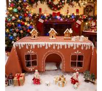 Générique Nappe De Noël Gingerbread House, 2026 Nouvelle Maison De Noël Festive en Pain D'épices, Xm comme Nappe Carrée Gingerbreads House Holiday pour La Cuisine, La Salle À Manger (91 x 119 Pouces)