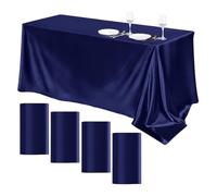 Générique Nappe en Satin Grande Nappe en Satin, Couleur Unie, Brillante Et Lisse, Idéale for Un Mariage, Banquet, Anniversaire, Une Fête Ou La Décoration De Maison(Deep Blue,145x240cm)