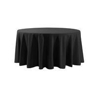 Générique Nappe en Satin Nappe Ronde 60/90/120 Pouces, Décorative en Tissu Polyester Lavable for Mariage, Dîner, Banquet(Black,Diameter90in-228cm)