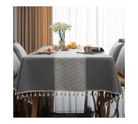 Générique Nappe Noel Christmas Jacquard Tablecloth Table Cloth Imitation Cotton Linen Elk Geometry Tablecloths Home Party Dining Cover(ColorB-3,140x140cm)