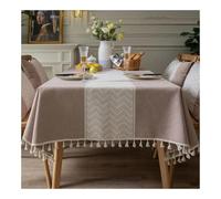 Générique Nappe Noel Christmas Jacquard Tablecloth Table Cloth Imitation Cotton Linen Elk Geometry Tablecloths Home Party Dining Cover(ColorB-2,140x240cm)