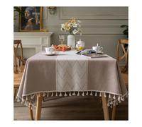 Générique Nappe Noel Christmas Jacquard Tablecloth Table Cloth Imitation Cotton Linen Elk Geometry Tablecloths Home Party Dining Cover(Color7,140x140cm)