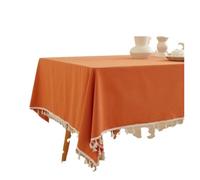 Générique Nappe Noel Halloween Pumpkin Color Tablecloth Minimalist Autumn Winter Cotton Rectangular Table Cover Topper(140x140cm)