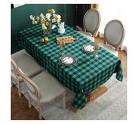 Générique Nappe Noel Red Christmas Checkered Square Tablecloth Kitchen, Wedding Party, Holiday Dining Table Decoration(Green Black,140 * 180cm)