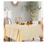 Générique Nappe Noel Red Christmas Checkered Square Tablecloth Kitchen, Wedding Party, Holiday Dining Table Decoration(Yellow White,100 * 140cm)