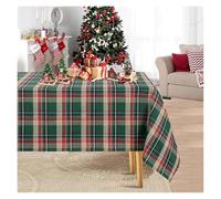 Générique Nappe Noel Red Christmas Checkered Square Tablecloth Kitchen, Wedding Party, Holiday Dining Table Decoration(Red Green,100 * 140cm)