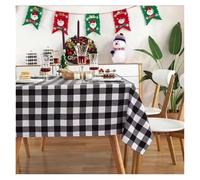 Générique Nappe Noel Red Christmas Checkered Square Tablecloth Kitchen, Wedding Party, Holiday Dining Table Decoration(Black and White,140 * 140cm)