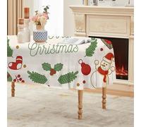 Générique Nappe Ovale Beige 180x240 cm, Bonhomme de Neige Sapin de Noël,Nappe Anti Tache Impermeable, pour Mariage, Décoration de Table, Jardin, Fête, Anniversaire, Noël, Conférences, Foires A155