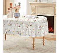 Générique Nappe Ovale Beige 180x240 cm, Petites Fleurs Usine，Nappe Anti Tache Impermeable, pour Mariage, Décoration de Table, Jardin, Fête, Anniversaire, Noël, Conférences, Foires A112