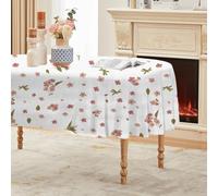 Générique Nappe Ovale Blanc 140x180 cm, Petites Fleurs Fleurs de Cerisier，Nappe Anti Tache Impermeable, pour Mariage, Décoration de Table, Jardin, Fête, Anniversaire, Noël, Conférences, Foires A45