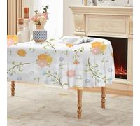 Générique Nappe Ovale Blanc 150x213 cm, Fleurs Bouquet，Nappe Anti Tache Impermeable, pour Mariage, Décoration de Table, Jardin, Fête, Anniversaire, Noël, Conférences, Foires A14