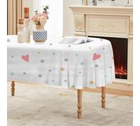 Générique Nappe Ovale Blanc 160x200 cm, Impression d'amour Pois，Nappe Anti Tache Impermeable, pour Mariage, Décoration de Table, Jardin, Fête, Anniversaire, Noël, Conférences, Foires A11