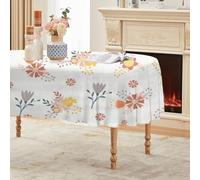 Générique Nappe Ovale Blanc 180x240 cm, Imprimés Végétaux Bouquet，Nappe Anti Tache Impermeable, pour Mariage, Décoration de Table, Jardin, Fête, Anniversaire, Noël, Conférences, Foires A44