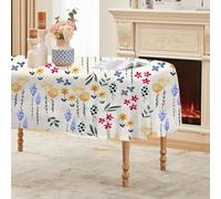 Générique Nappe Ovale Couleur 180x240 cm, Fleurs et Herbe Lavande，Nappe Anti Tache Impermeable, pour Mariage, Décoration de Table, Jardin, Fête, Anniversaire, Noël, Conférences, Foires A05