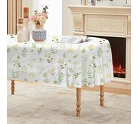 Générique Nappe Ovale Jaune 180x240 cm, Fleurs Branches et Feuilles，Nappe Anti Tache Impermeable, pour Mariage, Décoration de Table, Jardin, Fête, Anniversaire, Noël, Conférences, Foires A57