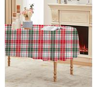 Générique Nappe Ovale Rouge 180x240 cm, Plaid Grille Rouge et Verte，Nappe Anti Tache Impermeable, pour Mariage, Décoration de Table, Jardin, Fête, Anniversaire, Noël, Conférences, Foires A109