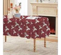 Générique Nappe Ovale Rouge 70x55 cm, Flocons de Neige,Nappe Anti Tache Impermeable, pour Mariage, Décoration de Table, Jardin, Fête, Anniversaire, Noël, Conférences, Foires A205