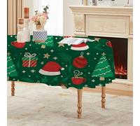 Générique Nappe Ovale Vert 150x240 cm, Sapin de Noël Cloche,Nappe Anti Tache Impermeable, pour Mariage, Décoration de Table, Jardin, Fête, Anniversaire, Noël, Conférences, Foires A154