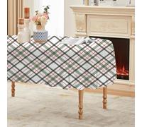 Générique Nappe Ovale Vert 180x240 cm, Plaid Plaid Blanc et Vert，Nappe Anti Tache Impermeable, pour Mariage, Décoration de Table, Jardin, Fête, Anniversaire, Noël, Conférences, Foires A108