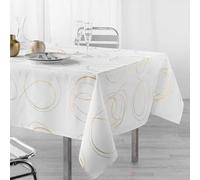 Générique Nappe Rectangle Bully Blanc Or 2m x 1m50 Anti Tache et Infroissable