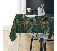 Générique Nappe Rectangle Naturine, 150 x 200 cm, Motif Tropical Vert et Or, Polyester Anti-Tache, Infroissable