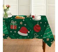 Générique Nappe Rectangulaire Vert 135x300 cm, Sapin de Noël Cloche,Nappe Anti Tache Impermeable, pour Mariage, Décoration de Table, Jardin, Fête, Anniversaire, Noël, Conférences, Foires A154