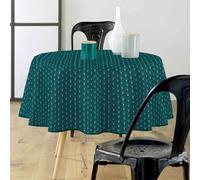 Générique Nappe Ronde 180 cm Lutecia Emeraude - Polyester antitache et Infroissable