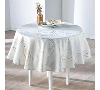 Générique Nappe Ronde 1m80 Bully Blanc Or Anti Tache et Infroissable