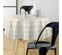 Générique Nappe Ronde Éventail, 180 cm, Blanc et Or, Anti-Tache, Infroissable, 100% Polyester