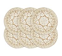 Générique Napperons 6 pcs Blanc 38 cm Rond Jute,Sets de Table,1.58KG-133867