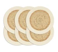 Générique Napperons 6 pcs Naturel Plain 38 cm Rond Jute et Coton,Sets de Table,1.64KG-133855