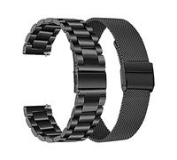 Générique NASUNJIA Bracelet de montre 2 pièces en maille et acier inoxydable massif 20 mm compatible avec Galaxy Watch 42 mm/Active 40 mm/Gear S2 Classic/Gear Sport(Black Gray,20mm gear s2)