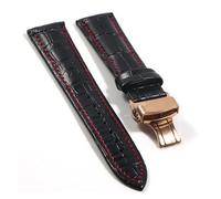 Générique NASUNJIA Bracelet De Montre En Cuir De Vache Véritable For Remplacement De Bracelets De Montre 18 Mm, 20 Mm, 22 Mm, 24 Mm(Black Red-RG,22mm)