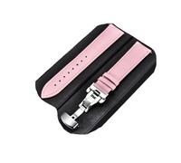 Générique NASUNJIA Bracelet de montre en cuir souple avec boucle automatique en acier inoxydable, 18 mm, 20 mm, 22 mm, 24 mm, vert, bleu, rouge(Pink-silver,24mm)
