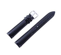 Générique NASUNJIA Bracelet De Montre En Cuir Véritable Brillant 16 Mm, 18 Mm, 20 Mm, Coutures Rouges Et Blanches, Avec Épingles(Black,16mm)