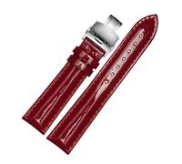 Générique NASUNJIA Bracelet De Montre En Cuir Véritable Laqué For Femme, Bracelet De Marque Tendance, 14, 16, 18, 20 Mm, Noir, Rouge, Violet(Red Folding,14mm golden clasp)