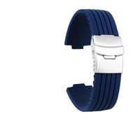 Générique NASUNJIA Bracelet De Montre En Silicone À Extrémité Convexe 22 X 11 Mm 24 12 Compatible Avec Oris Aquis 7330 7740, Caoutchouc Souple For Homme(Blue-silver buckle,24-12mm convex)