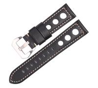 Générique NASUNJIA Bracelet De Montre Unisexe En Cuir De Vache Véritable, 20 Mm, 22 Mm, 24 Mm, Huilé Et Ciré, Avec Boucle Ardillon(Black,24mm)