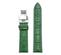 Générique NASUNJIA Bracelet de montre universel en cuir 12/13/14/15/16/17/18/19/20/21/22/23/24/26 mm, boucle papillon à dégagement rapide, for hommes et femmes(Green 02,22mm)