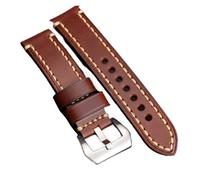 Générique NASUNJIA Bracelet En Cuir Italien Ciré À L'huile Haut De Gamme 20 22 24 Mm Bracelet En Cuir Vintage For Homme(C Silver Buckle,22mm)