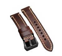 Générique NASUNJIA Bracelet En Cuir Italien Ciré À L'huile Haut De Gamme 20 22 24 Mm Bracelet En Cuir Vintage For Homme(B Brack Buckle,24mm)