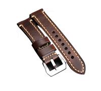 Générique NASUNJIA Bracelet En Cuir Italien Ciré À L'huile Haut De Gamme 20 22 24 Mm Bracelet En Cuir Vintage For Homme(B Silver Buckle,24mm)