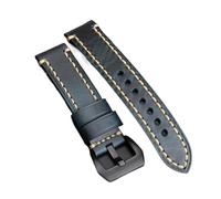 Générique NASUNJIA Bracelet En Cuir Italien Ciré À L'huile Haut De Gamme 20 22 24 Mm Bracelet En Cuir Vintage For Homme(A Brack Buckle,22mm)