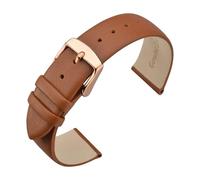 Générique NASUNJIA Bracelets De Montre 16 Mm, 18 Mm, 20 Mm, 22 Mm, En Cuir De Veau Véritable Avec Boucle En Acier Inoxydable For Hommes Et Femmes(Brown-Rose Buckle,22mm)