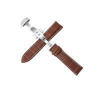 Générique NASUNJIA Bracelets De Montre En Cuir 12-24 Mm, Boucle Papillon À Double Pression, Accessoires De Montre, Bracelet 20 Mm 22 Mm(Silver-brown-white,18mm)