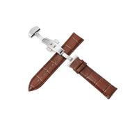 Générique NASUNJIA Bracelets De Montre En Cuir 12-24 Mm, Boucle Papillon À Double Pression, Accessoires De Montre, Bracelet 20 Mm 22 Mm(Silver-brown,18mm)