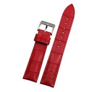 Générique NASUNJIA Bracelets De Montre En Cuir Véritable 14 16 18 20 22 24 Mm Avec Boucle Ardillon En Acier(Red silver,14mm)