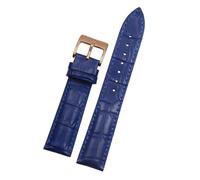 Générique NASUNJIA Bracelets De Montre En Cuir Véritable 14 16 18 20 22 24 Mm Avec Boucle Ardillon En Acier(Blue Rose gold,20mm)